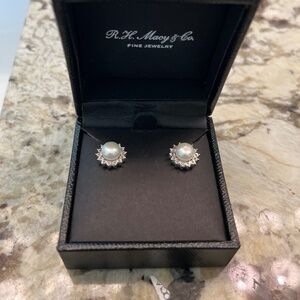 EFFY freshwater, pearl and diamond stud earrings